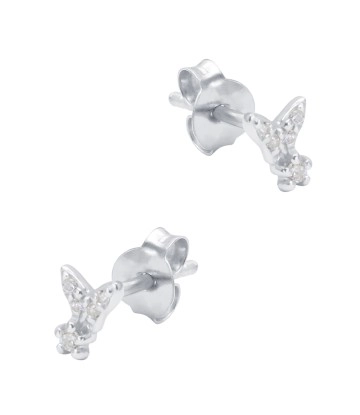 Butterfly Shaped CZ Silver Stud Earring STS-6402